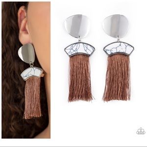 A pair of shiny brown thread earrings!